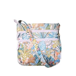 Vera Bradley Rain Forest Canopy Blue Green Crossbody Bag Abstract Floral